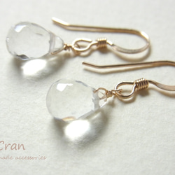 14kgf:クォーツのシンプルひと粒ピアス（イヤリング）№2037 ピアス