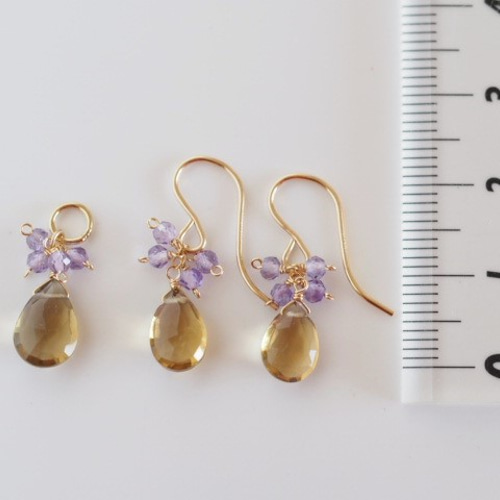 14kgf：ビアクォーツとライトアメジストのペンダントトップ （№7009