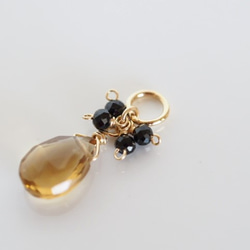 【Sold out】14kgf：ビアクォーツとブラックスピネルのペンダントトップ　（№7014） 1枚目の画像