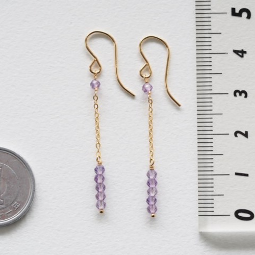 14kgf　ライトアメシスト 14kgf：ライトアメジストのチェーンピアス （№7024）（天然石