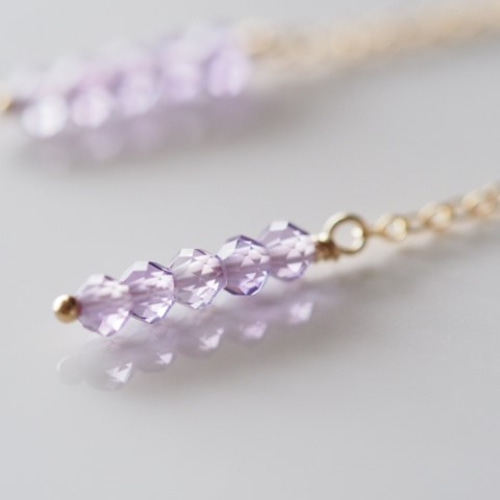 14kgf　ライトアメシスト 14kgf：ライトアメジストのチェーンピアス （№7024）（天然石