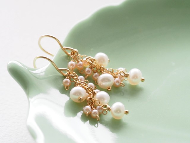 064✴ ピアス 淡水パール 【イヤリング変更可】 14kgf
