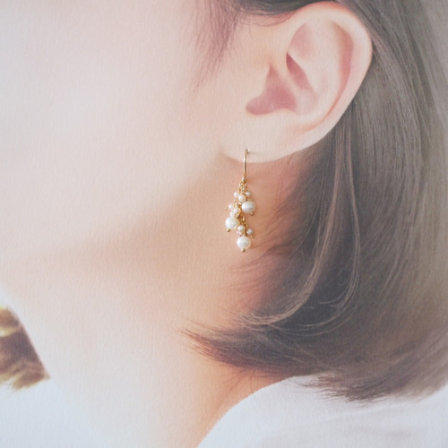 14kgf：淡水パールのピアス（イヤリング）№7025 ピアス（フック