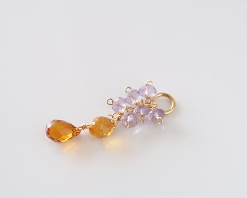 14kgf　ライトアメシスト 14kgf：シトリンとライトアメジストのペンダントトップ （№7063