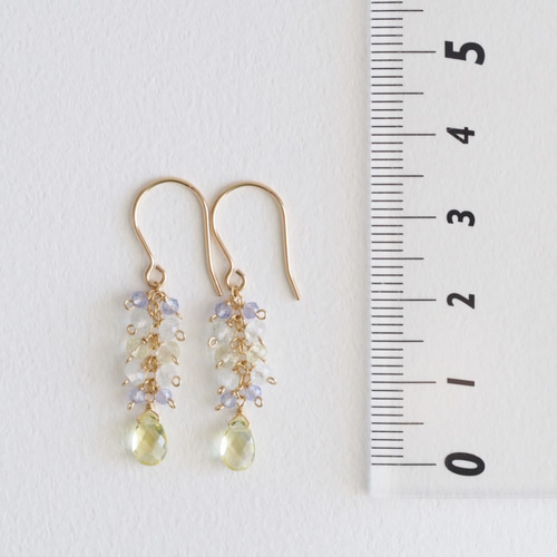 14kgf：レモンクォーツとタンザナイトのピアス（№9048） ピアス