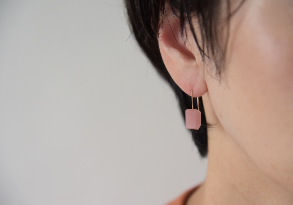 No.597✨天然石✨グァバクォーツコッパーの一粒ピアス　イヤリング SALE・30%OFF 】 10月誕生石 天然石 コッパー ピンクオパール
