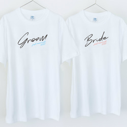 Groom and Bride 新郎新婦Tシャツ 2枚セット ウェディングフォトに ペア 結婚式 前撮りに_T037 1枚目の画像