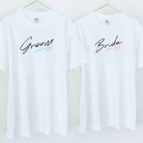 Groom and Bride 新郎新婦Tシャツ 2枚セット ウェディングフォトに ...