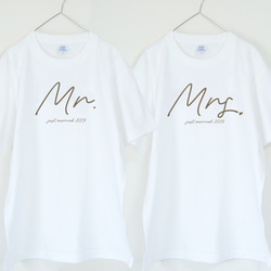 Mr. and Mrs. 夫婦Tシャツ 2枚セット ウェディングフォトに ペアTシャツ 結婚式 前撮りに_T022 3枚目の画像