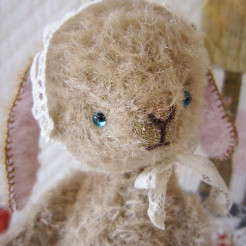 テディベア うさぎ ビスコース モヘア アンティーク ハンドメイド ハンドメイド テディベア うさぎのぬいぐるみ もこもこブラック