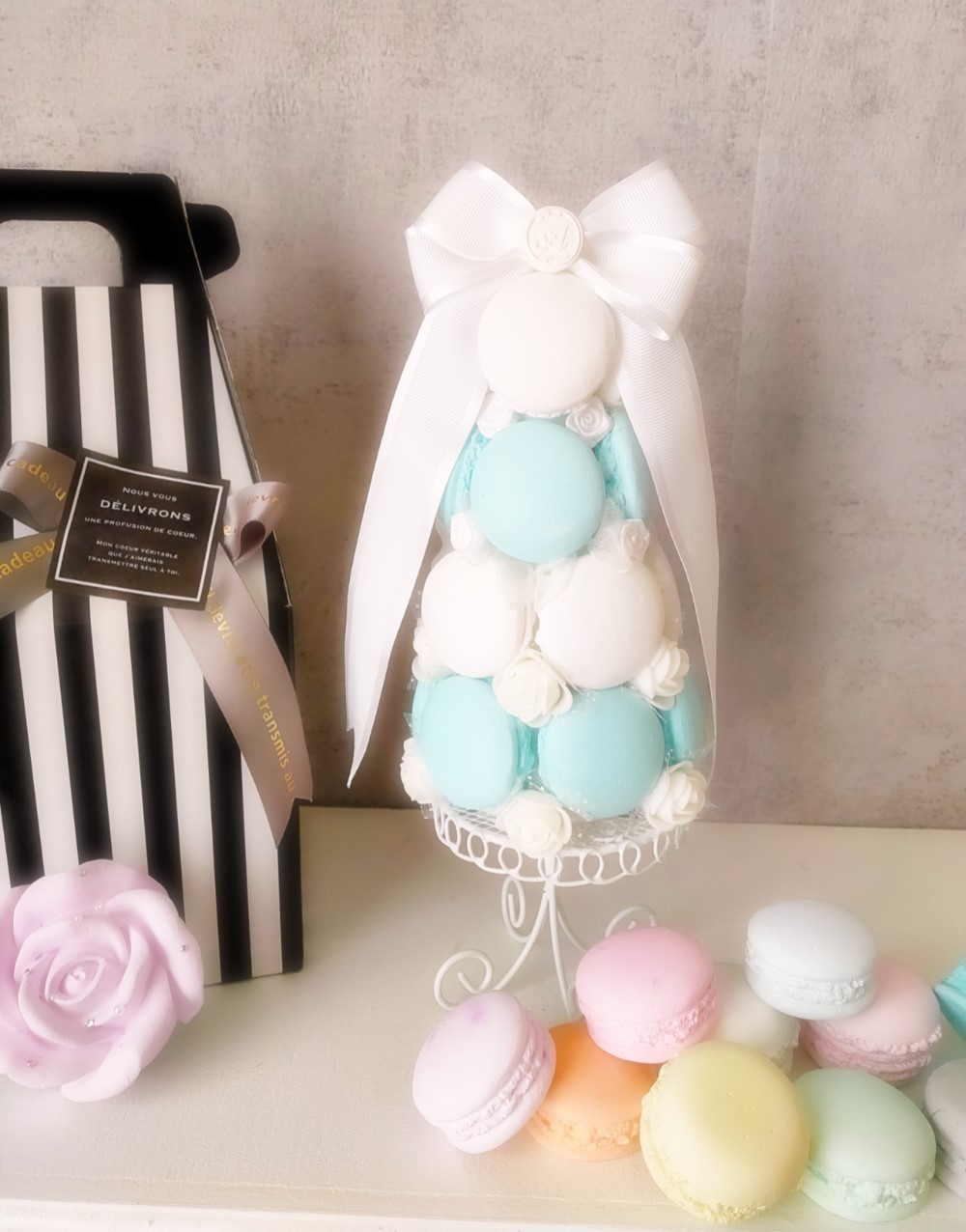 手作りキット♡「香るマカロンタワー」ターコイズブルー プレゼント 母