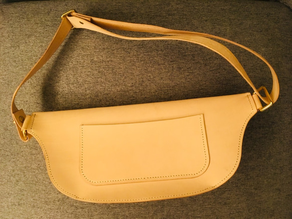 Veather手作牛皮斜肩腰包（含牛皮背帶）/ Handmade Leather Waist Bag / ウエストバッグ 第3張的照片