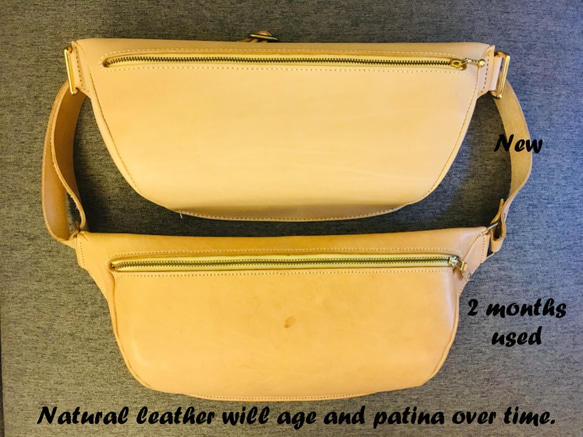 Veather手作牛皮斜肩腰包（含牛皮背帶）/ Handmade Leather Waist Bag / ウエストバッグ 第8張的照片