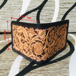 《全皮雕款》Veather皮雕微笑短夾/Handmade Leather Bifold Wallet/二つ折り財布 第5張的照片