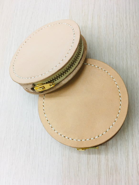 【素面微皮雕內裡款】Veather手作牛皮零錢包/Handmade Leather Coin Purse/ゼロの財布 第2張的照片