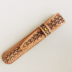 《全皮雕染色款》Veather皮雕鋼筆筆套/Handmade Leather Pen Case/レザーペンセット 第3張的照片