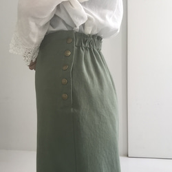 コットンロングタイトスカート(オリーブグリーン) 8枚目の画像