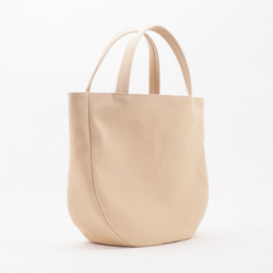 在庫sale＜即納＞ラウンドハンドバッグ（ナチュラル）31×25×10/子牛×豚革/roundHandbag/HB008 3枚目の画像