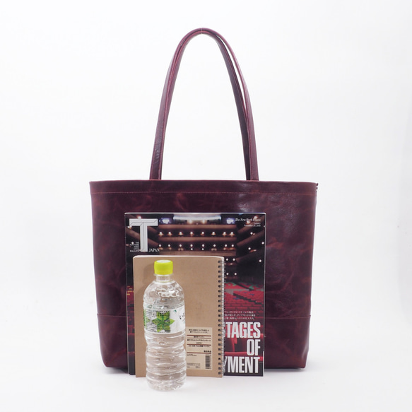 &lt;Stock SALE 立即交貨&gt; Spacious shoulder lamb tote (Bordeaux)/s 第2張的照片