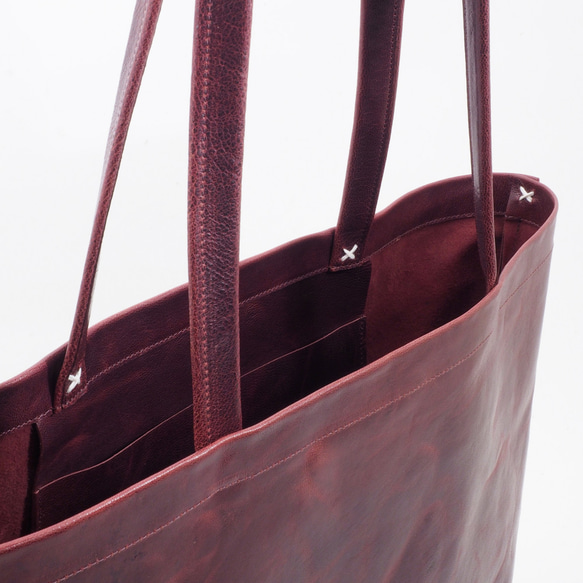 &lt;Stock SALE 立即交貨&gt; Spacious shoulder lamb tote (Bordeaux)/s 第5張的照片