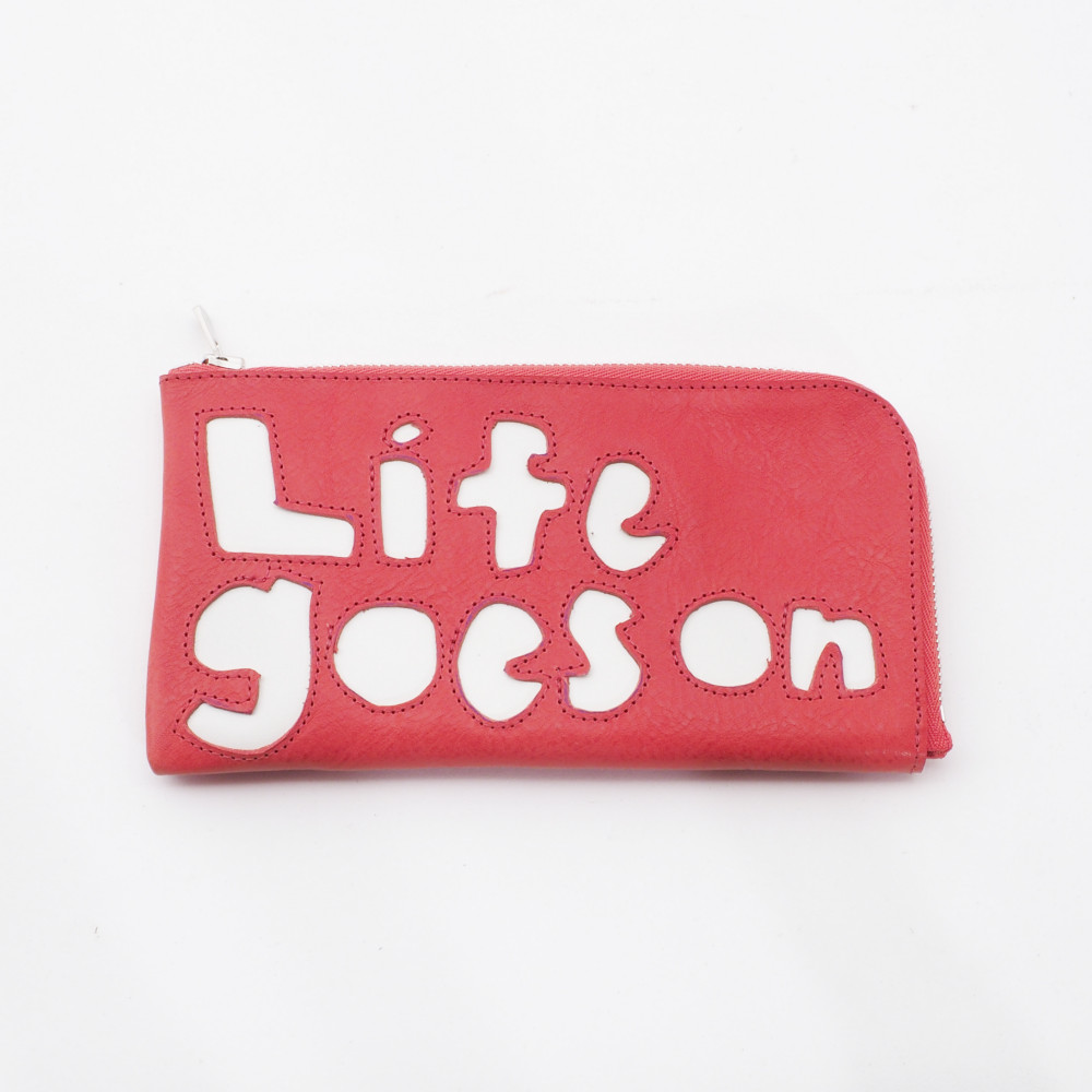 ＜即納＞本革財布（赤）18×9/小銭入れ/牛革（伊タンニン鞣し）/life goes on/wl001life