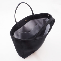 ＜即納＞lightスエードハンドバッグ（黒パンチング×グレー）/人工皮革（アルカンタラ）/HB022 4枚目の画像