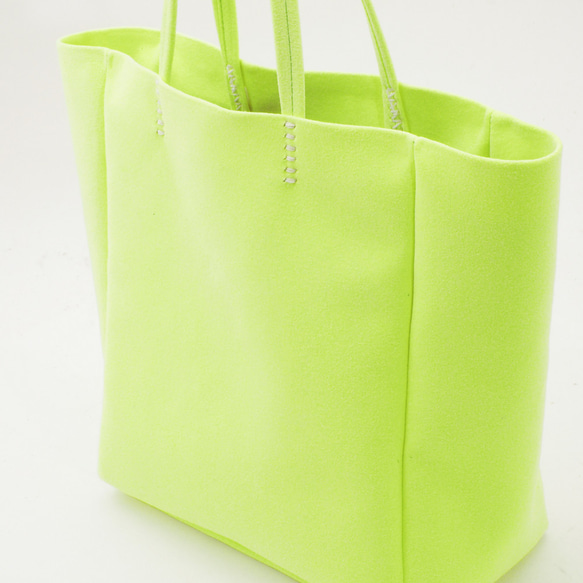 &lt;庫存銷售&gt; 淺絨面革手提包2（熒光檸檬綠）/人造革（Alcantara）/HB032 第5張的照片