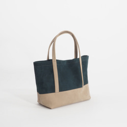 ＜在庫SALE＞small bag（ダークグリーン×ベージュ）ちょっとそこまでバッグ/子山羊革＆牛革/sb004 3枚目の画像