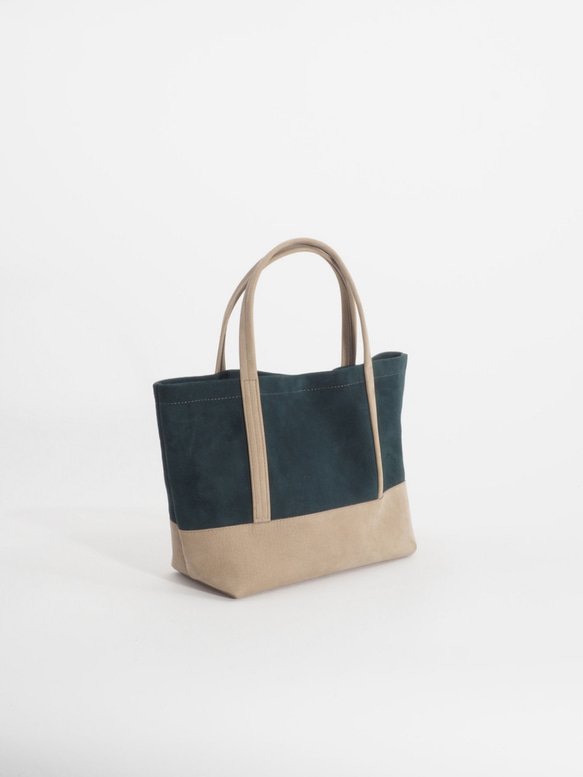 ＜在庫SALE＞small bag（ダークグリーン×ベージュ）ちょっとそこまでバッグ/子山羊革＆牛革/sb004 3枚目の画像