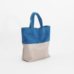 在庫SALE30%off＜即納＞handtoteS（水色×メタリックベージュ）32×26×9/子山羊革＆牛革/ht001 3枚目の画像