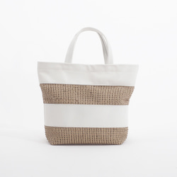 庫存銷售&lt;立即交納&gt;handtoteS(白×米色網眼)32×26×9/春夏/牛皮&amp;人造革/ht002 第1張的照片