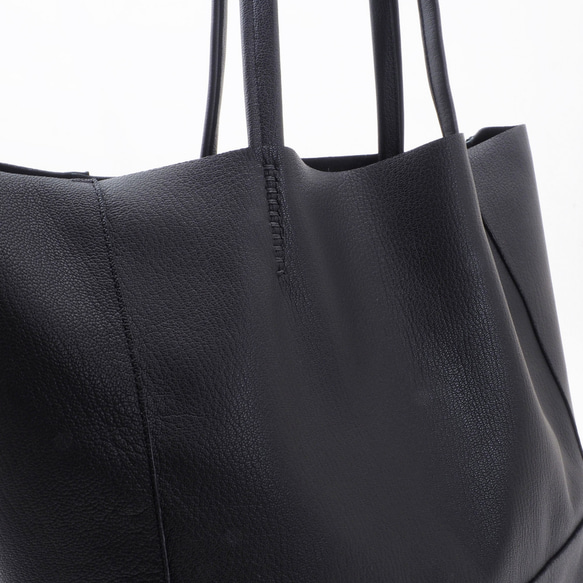 ＜即納＞THE TOTE BAG soft #まちLトート（黒）/Real leather/山羊革/T030 5枚目の画像