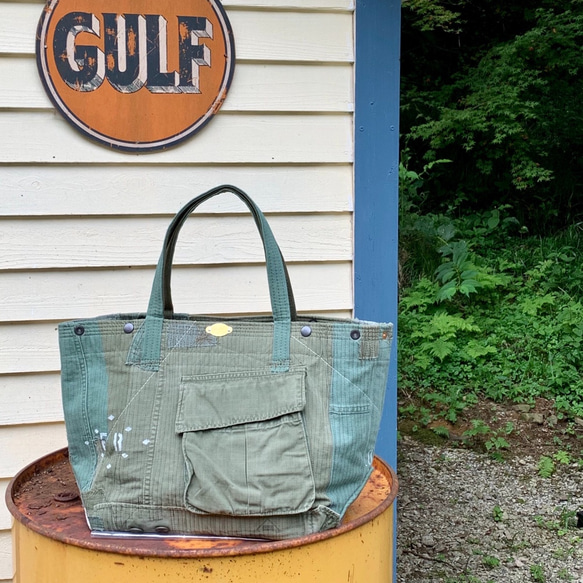 FUKURAFT / US Military Used Fabric Collage Tote -L (FR-0094