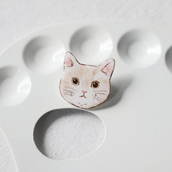 小動物別針-小白貓 第3張的照片