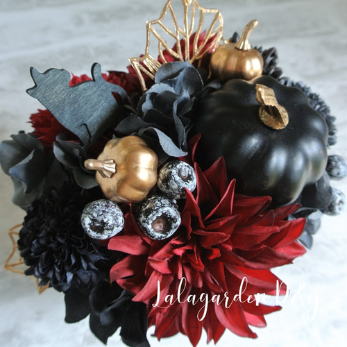 ★えっちゃん★ ハロウィンアレンジメント　他 黒猫 ハロウィン アレンジメント Red × Black アーティ
