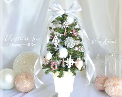 一点物> ホワイトシルバーピンク 華やかクリスマスツリー ツリー