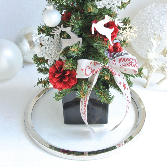 Happy Christmas ☆　雪の結晶　トナカイ　レッド×ホワイト×ブラック　クリスマスツリー　R&yCH10 2枚目の画像