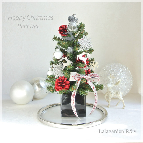 Happy Christmas ☆　雪の結晶　トナカイ　レッド×ホワイト×ブラック　クリスマスツリー　R&yCH10 3枚目の画像