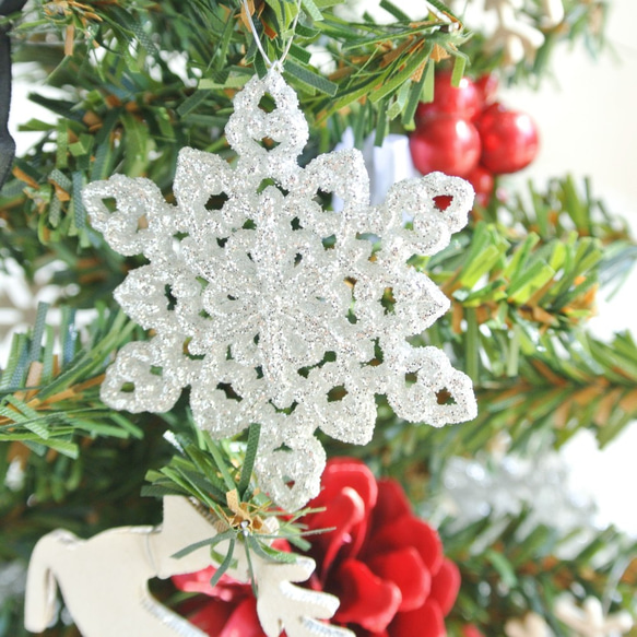 Happy Christmas ☆　雪の結晶　トナカイ　レッド×ホワイト×ブラック　クリスマスツリー　R&yCH10 5枚目の画像