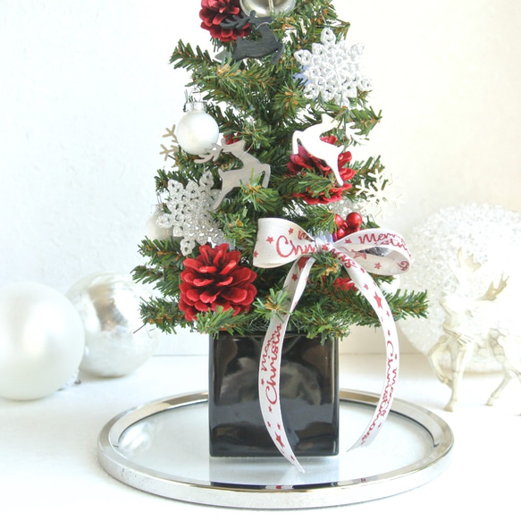 Happy Christmas ☆　雪の結晶　トナカイ　レッド×ホワイト×ブラック　クリスマスツリー　R&yCH10 10枚目の画像
