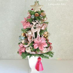 華やか☆ゴージャス☆エレガント　ピンクトナカイ　ピンクリボン　キラキラクリスマスツリー　　R&yCH29 1枚目の画像