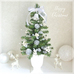 ツリーの上に♩　ホワイトリボン　ツリートップ　シルバーベル& 白いリボン の　クリスマスツリートップ　　 R&yCH40 4枚目の画像