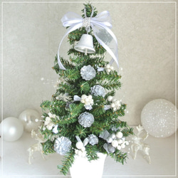 ツリーの上に♩　ホワイトリボン　ツリートップ　シルバーベル& 白いリボン の　クリスマスツリートップ　　 R&yCH40 8枚目の画像