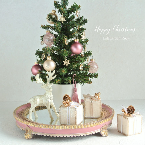 ミラートレイ・トナカイ・プレゼントBOX付き♡ ピンククリスマス 