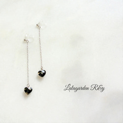 silver heart ♡ earrings　樹脂ノンホールピアス　R&y89 5枚目の画像