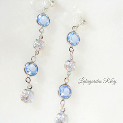 Aquamarine☆*⋆silver earrings イヤリング樹脂ノンホールピアス 樹脂イヤリングR&y130 2枚目の画像