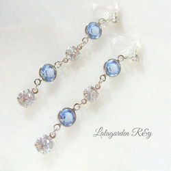 Aquamarine☆*⋆silver earrings イヤリング樹脂ノンホールピアス 樹脂イヤリングR&y130 4枚目の画像