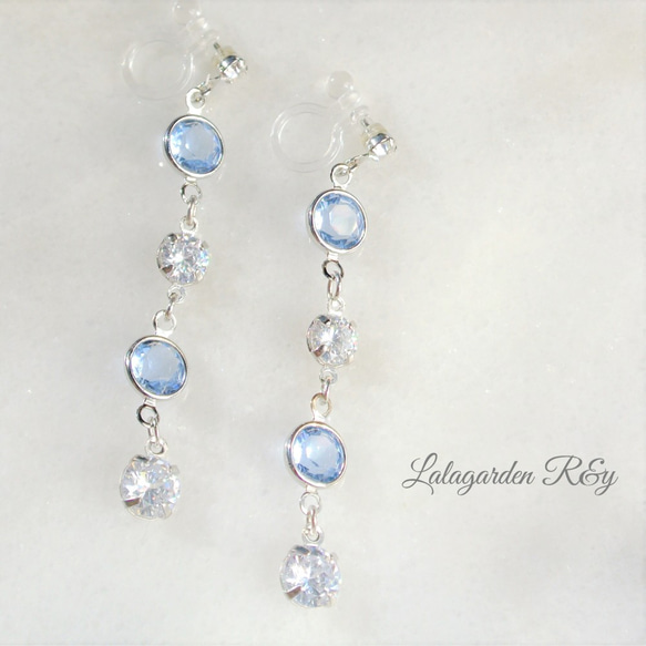 Aquamarine☆*⋆silver earrings イヤリング樹脂ノンホールピアス 樹脂イヤリングR&y130 5枚目の画像