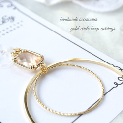 Gold Circle Hoop Earrings　 イヤリング　樹脂ノンホールピアス　R&y164　 2枚目の画像