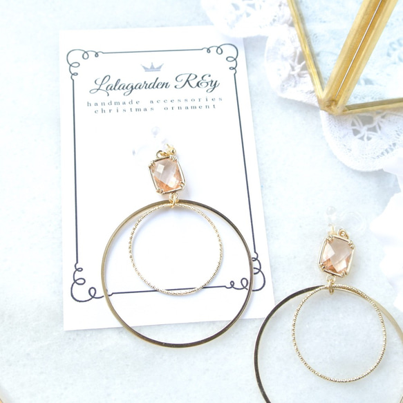 Gold Circle Hoop Earrings　 イヤリング　樹脂ノンホールピアス　R&y164　 4枚目の画像